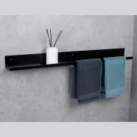 Raft pentru baie Daske Towel Rack with Shelf Mirage Adhesive Right Aluminiu/ Black photo 3