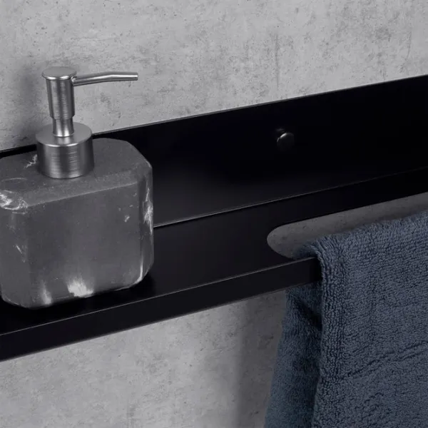 Полка для ванной Daske Towel Rack with Shelf Mirage Adhesive Right Алюминий/ Black photo 4
