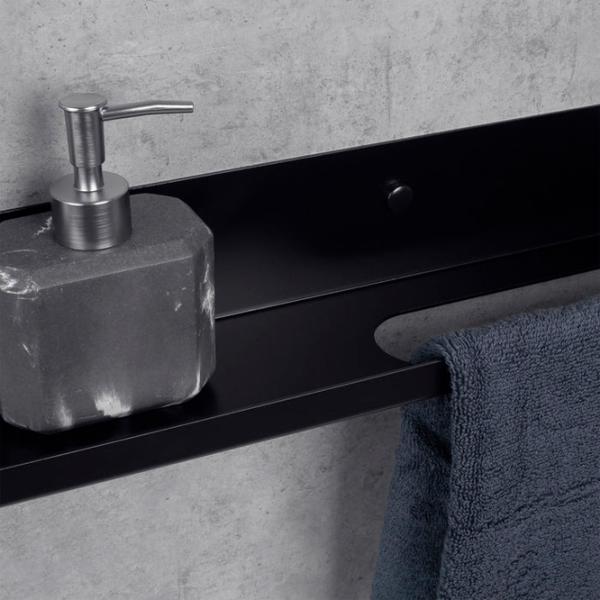 Полка для ванной Daske Towel Rack with Shelf Mirage Adhesive Right Алюминий/ Black photo 4