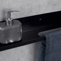Raft pentru baie Daske Towel Rack with Shelf Mirage Adhesive Right Aluminiu/ Black photo 4