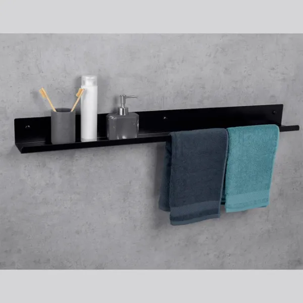 Полка для ванной Daske Towel Rack with Shelf Mirage Adhesive Left Алюминий/ Black photo 2