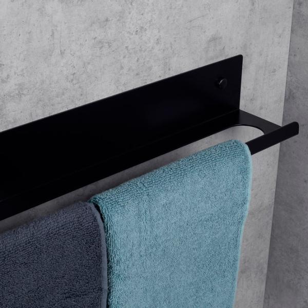 Полка для ванной Daske Towel Rack with Shelf Mirage Adhesive Left Алюминий/ Black photo 6