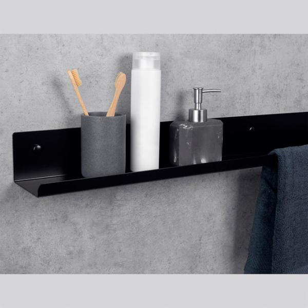 Полка для ванной Daske Towel Rack with Shelf Mirage Adhesive Left Алюминий/ Black photo 7