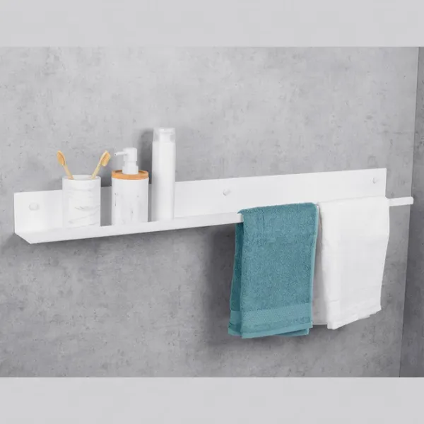 Полка для ванной Daske Towel Rack with Shelf Mirage Adhesive Left Алюминий/ White photo 4