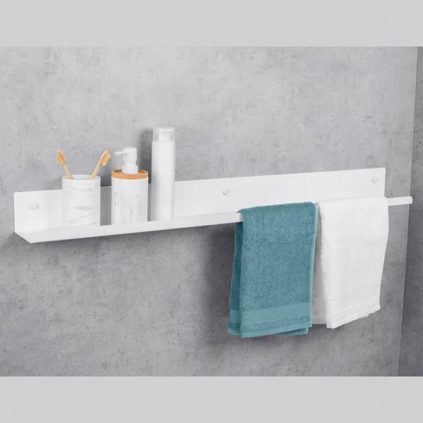 Полка для ванной Daske Towel Rack with Shelf Mirage Adhesive Left Алюминий/ White photo 4