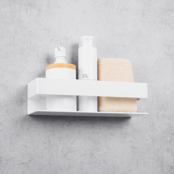 Raft pentru baie Daske Shelf-Organizer Skandi Adhesive Aluminiu/ White Mono photo 2