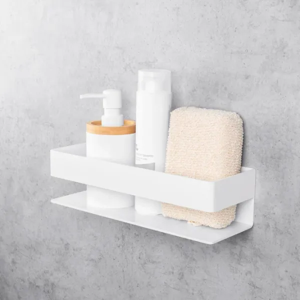 Raft pentru baie Daske Shelf-Organizer Skandi Adhesive Aluminiu/ White Mono photo 3