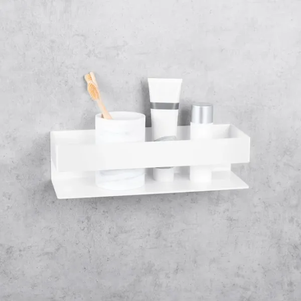 Raft pentru baie Daske Shelf-Organizer Skandi Adhesive Aluminiu/ White Mono photo 6