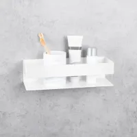 Raft pentru baie Daske Shelf-Organizer Skandi Adhesive Aluminiu/ White Mono photo 6