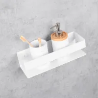 Raft pentru baie Daske Shelf-Organizer Skandi Adhesive Aluminiu/ White Mono photo 7