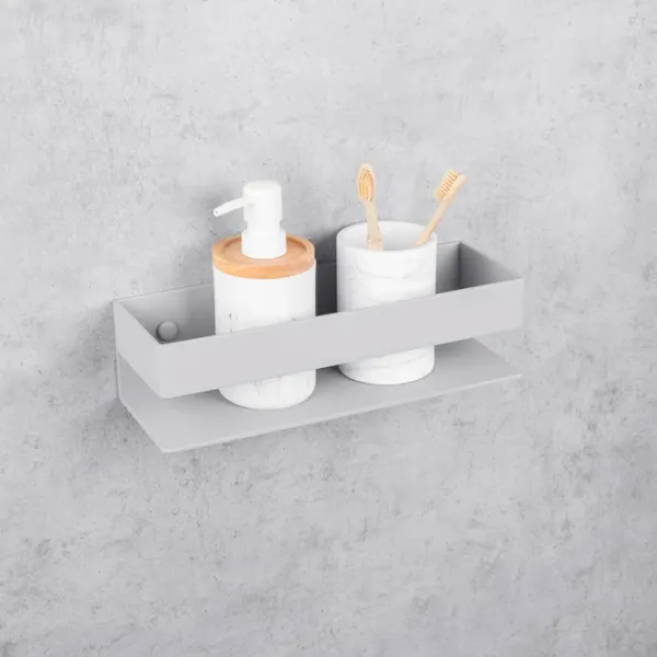 Raft pentru baie Daske Shelf-Organizer Skandi Adhesive Aluminiu/ Grey Mono photo 2