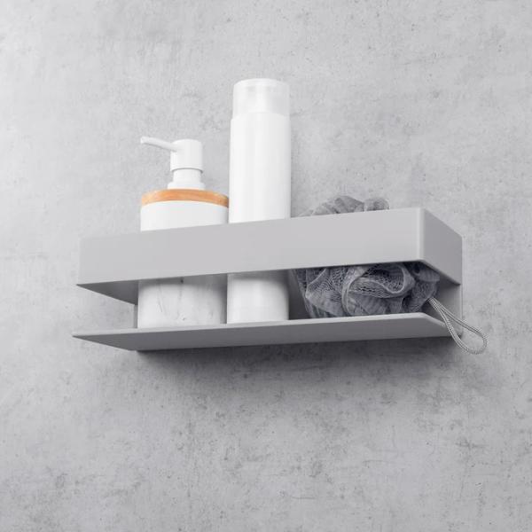 Raft pentru baie Daske Shelf-Organizer Skandi Adhesive Aluminiu/ Grey Mono photo 5