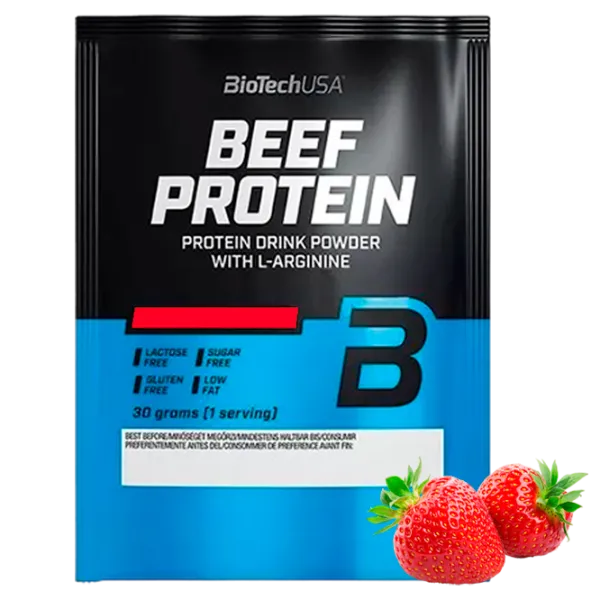 Proteină BioTechUSA Beef Protein 30 g (5999076223770) praf/ Сăpșuni photo 1 Proteină BioTechUSA Beef Protein 30 g (5999076223770) praf/ Сăpșuni photo 1
