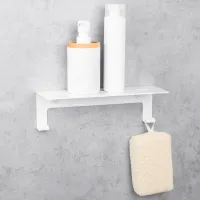 Raft pentru baie Daske Floating Shower Shelves Grohys Adhesive Aluminiu/ White Mono photo 2