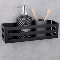 Raft pentru baie Daske Shelf-Organizer Country Adhesive Aluminiu/ Black Mono photo 2