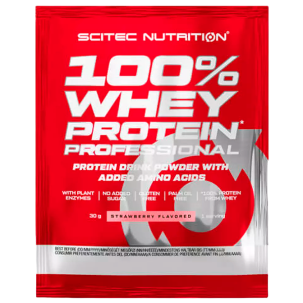 Proteină Scitec Nutrition 100% Whey Protein Professional 30 g (5999100022003) praf/ Сăpșuni photo 1 Proteină Scitec Nutrition 100% Whey Protein Professional 30 g (5999100022003) praf/ Сăpșuni photo 1