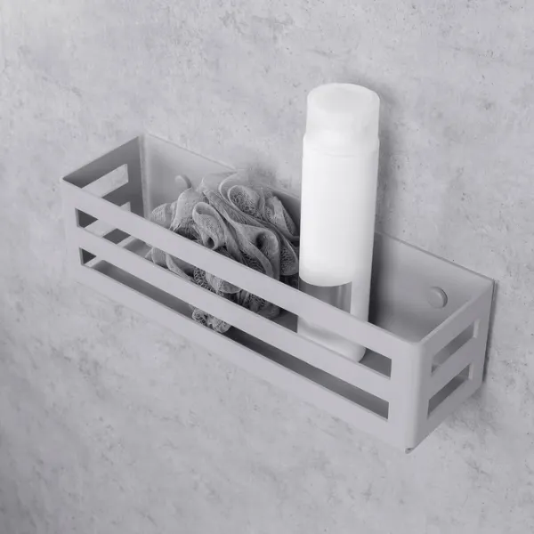 Raft pentru baie Daske Shelf-Organizer Country Adhesive Aluminiu/ Grey Mono photo 6