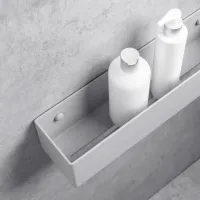 Raft pentru baie Daske Shelf-Organizer Basket Adhesive Aluminiu/ Grey Mono photo 3