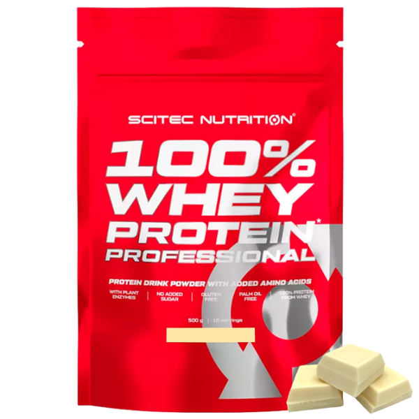 Proteină Scitec Nutrition 100% Whey Protein Professional 500 g (5999100031722) praf/ Ciocolată albă photo 1 Proteină Scitec Nutrition 100% Whey Protein Professional 500 g (5999100031722) praf/ Ciocolată albă photo 1