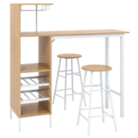 Обеденные стол со стульями Costway JV10669NA () Прямоугольная/ МДФ/ Soft Beige