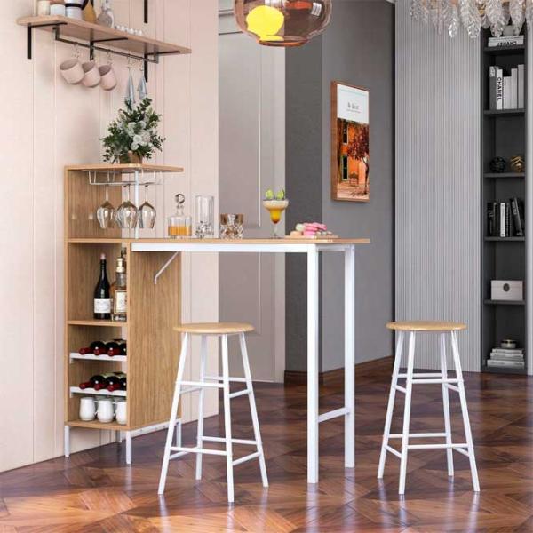 Обеденные стол со стульями Costway JV10669NA () Прямоугольная/ МДФ/ Soft Beige photo 3