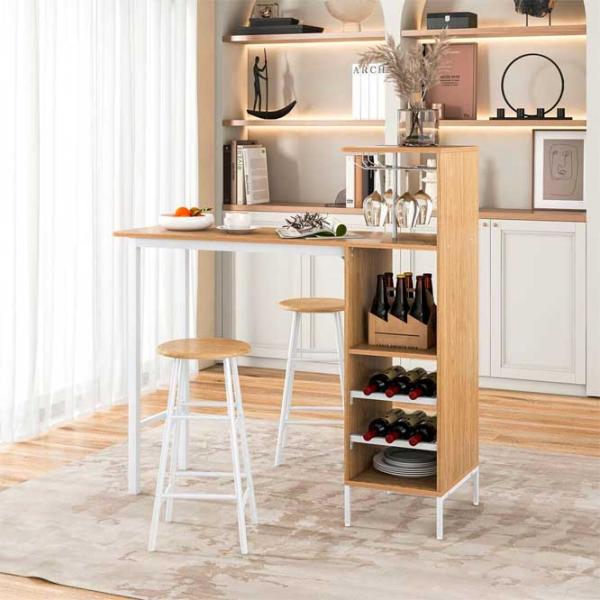 Обеденные стол со стульями Costway JV10669NA () Прямоугольная/ МДФ/ Soft Beige photo 4