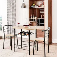 Set masă și scaune Costway HW54057NA () Dreptunghiulară/ MDF/ Soft Beige photo 3