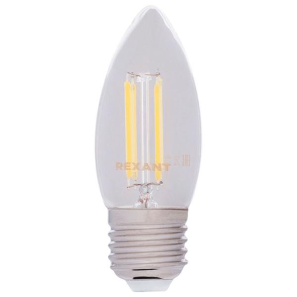 Лампочка светодиодная филаментная Rexant CN35 604-089 E27/ 7.5 Вт/ 2700 K/ 600лм/ Yellow photo 1