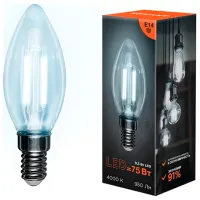 Лампочка светодиодная филаментная Rexant CN35 604-092 E14/ 9.5 Вт/ 4000 K/ 915лм/ White photo 3