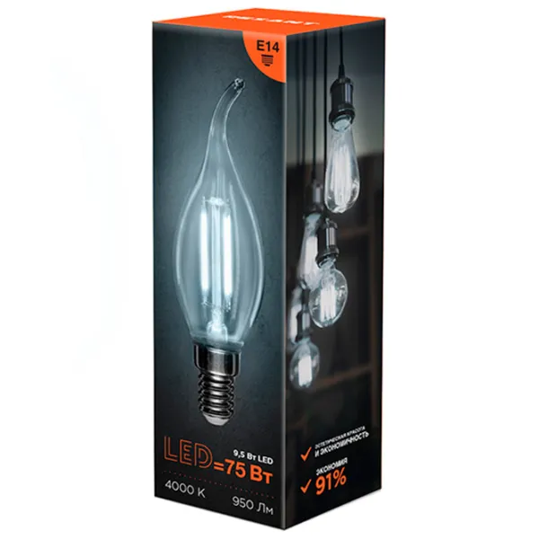 Bec LED cu filament Rexant CN37 604-110 E14/ 9.5 W/ 4000 K/ 950lm/ White photo 2