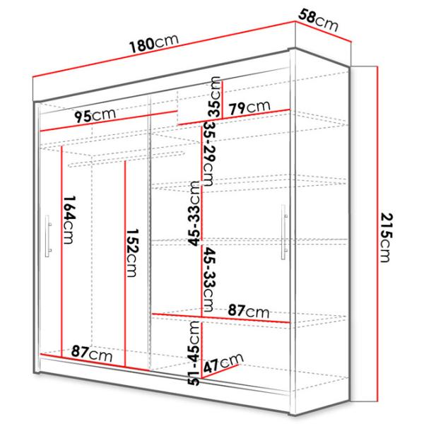 Dulap Space Meble Bega II 180 x 58 x 215 / PAL / Black photo 3