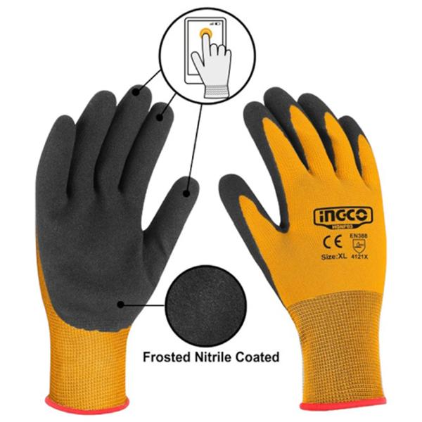 Защитные перчатки INGCO Nitrile Coated Gloves Полиэстер/ Yelow photo 2 Защитные перчатки INGCO Nitrile Coated Gloves Полиэстер/ Yelow photo 2