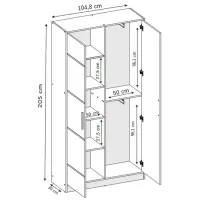 Dulap Prime Furniture Roj 2D 104.8 x 39 x 205 / PAL / White photo 2
