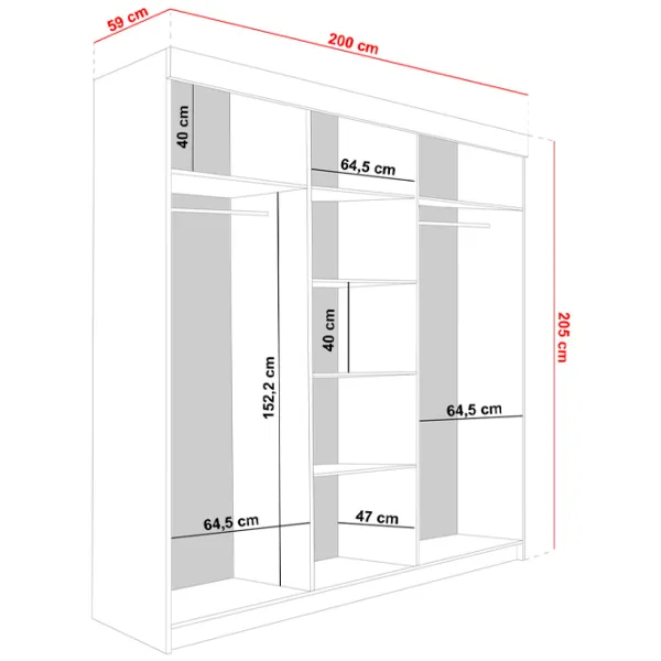 Dulap Prime Furniture Lamaro 200 x 59 x 205 / PAL / Grafit photo 4