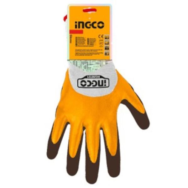 Mănuși de protecție INGCO Nitrile Coated Gloves Poliester/ Yelow photo 1 Mănuși de protecție INGCO Nitrile Coated Gloves Poliester/ Yelow photo 1