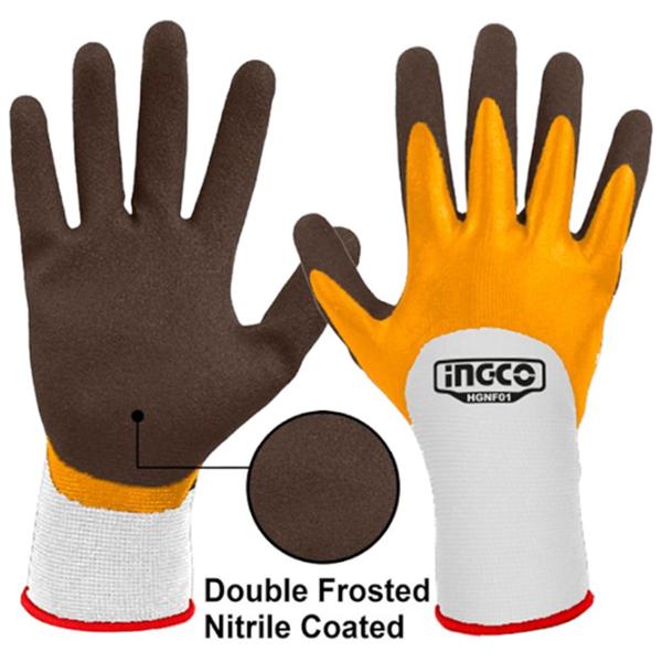 Mănuși de protecție INGCO Nitrile Coated Gloves Poliester/ Yelow photo 2 Mănuși de protecție INGCO Nitrile Coated Gloves Poliester/ Yelow photo 2