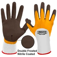 Mănuși de protecție INGCO Nitrile Coated Gloves Poliester/ Yelow photo 2