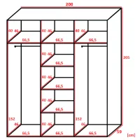 Шкаф Prime Furniture Retro 3 200 x 59см x 205 / ЛДСП / Чёрный photo 2