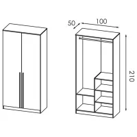 Dulap Modern Kenon 100 x 50 x 210 / DSP / Stejar Craft Alb photo 4