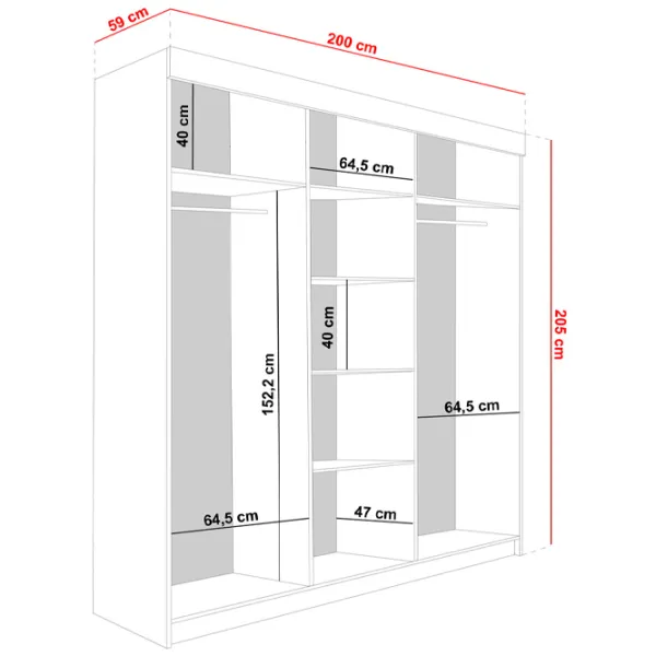 Шкаф Prime Furniture Bill 3 200 x 59см x 205 / ЛДСП / White photo 2 Шкаф Prime Furniture Bill 3 200 x 59см x 205 / ЛДСП / White photo 2