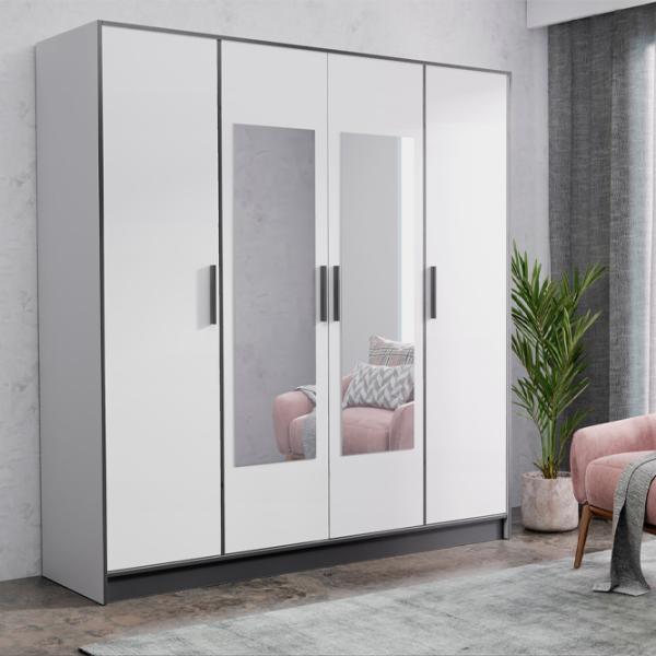 Dulap Prime Furniture Roj 4D 206.4 x 39 x 205 / PAL / White photo 2