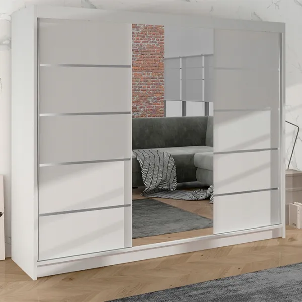 Шкаф Space Meble Derby VI 200 x 58см x 215 / ЛДСП / White photo 3 Шкаф Space Meble Derby VI 200 x 58см x 215 / ЛДСП / White photo 3