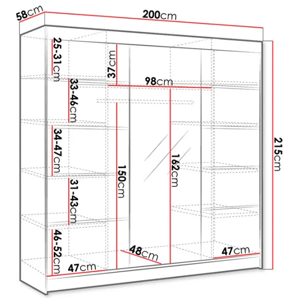 Шкаф Space Meble Derby VI 200 x 58см x 215 / ЛДСП / White photo 4 Шкаф Space Meble Derby VI 200 x 58см x 215 / ЛДСП / White photo 4