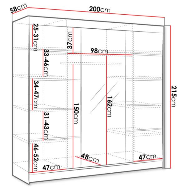 Шкаф Space Meble Derby VI 200 x 58см x 215 / ЛДСП / White photo 4 Шкаф Space Meble Derby VI 200 x 58см x 215 / ЛДСП / White photo 4