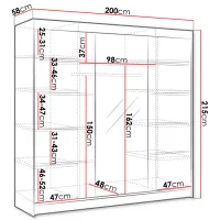 Шкаф Space Meble Derby VI 200 x 58см x 215 / ЛДСП / White photo 4