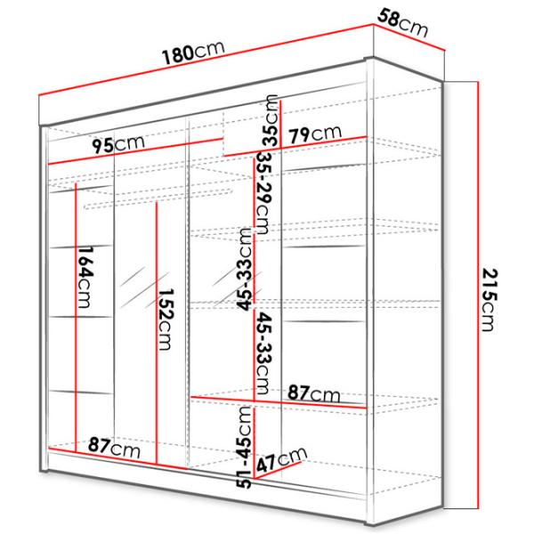 Dulap Space Meble Talin III 180 x 58 x 215 / PAL / White photo 4
