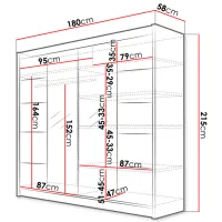 Шкаф Space Meble Talin III 180 x 58см x 215 / ЛДСП / White photo 3