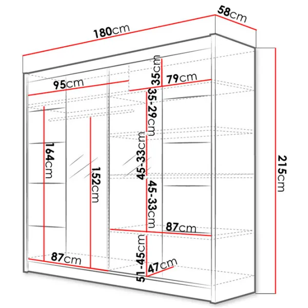 Dulap Space Meble Talin III 180 x 58 x 215 / PAL / White photo 4 Dulap Space Meble Talin III 180 x 58 x 215 / PAL / White photo 4
