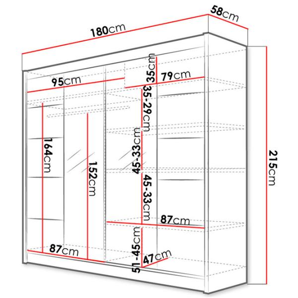Dulap Space Meble Talin III 180 x 58 x 215 / PAL / White photo 4 Dulap Space Meble Talin III 180 x 58 x 215 / PAL / White photo 4