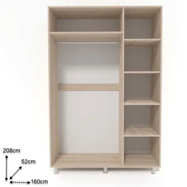 Dulap Smartex N3 160 x 52 x 208 / PAL / White - Stejar Deschis photo 2 Dulap Smartex N3 160 x 52 x 208 / PAL / White - Stejar Deschis photo 2